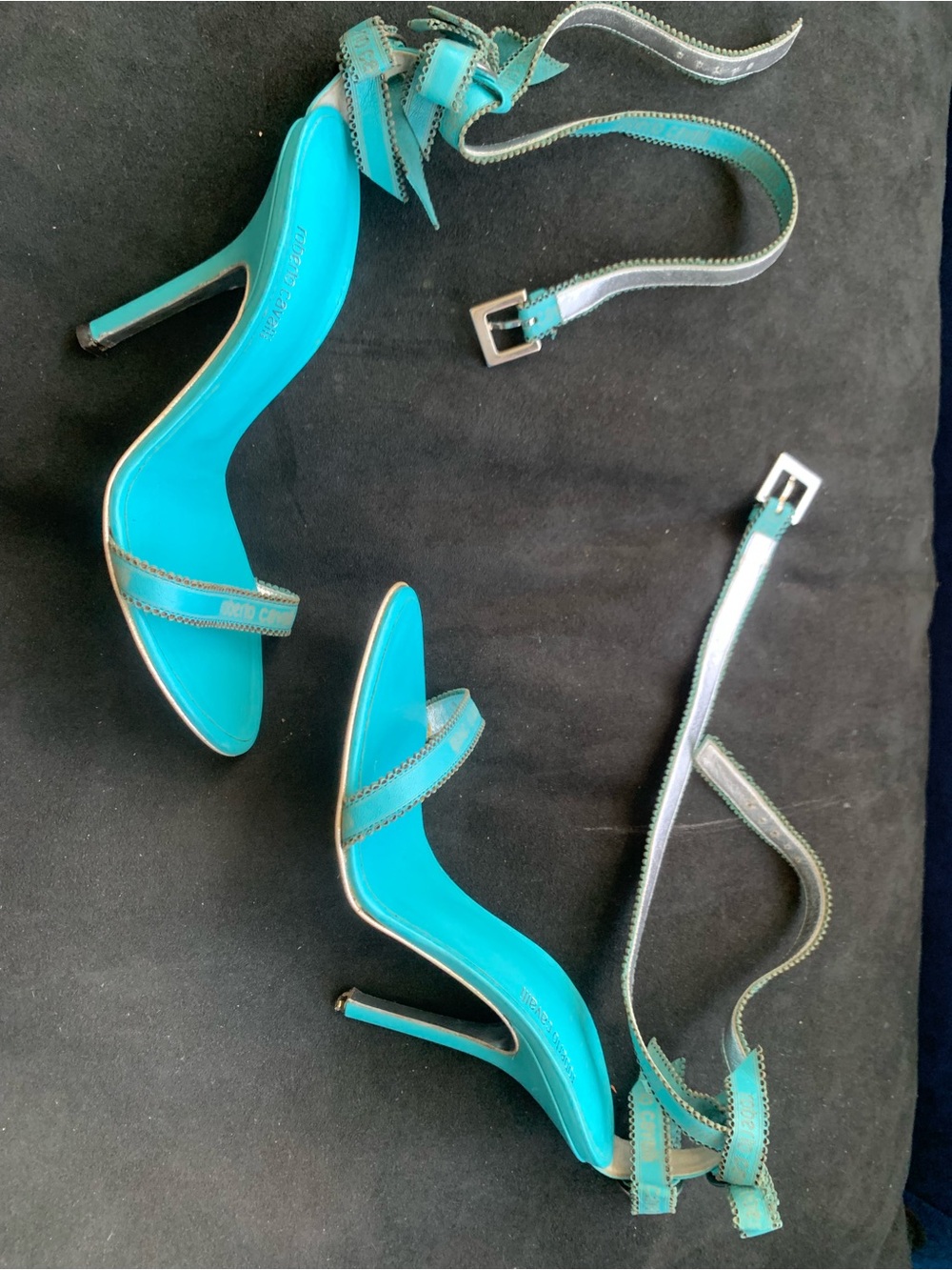 Roberto Cavalli never worn heeled sandals in Blue.